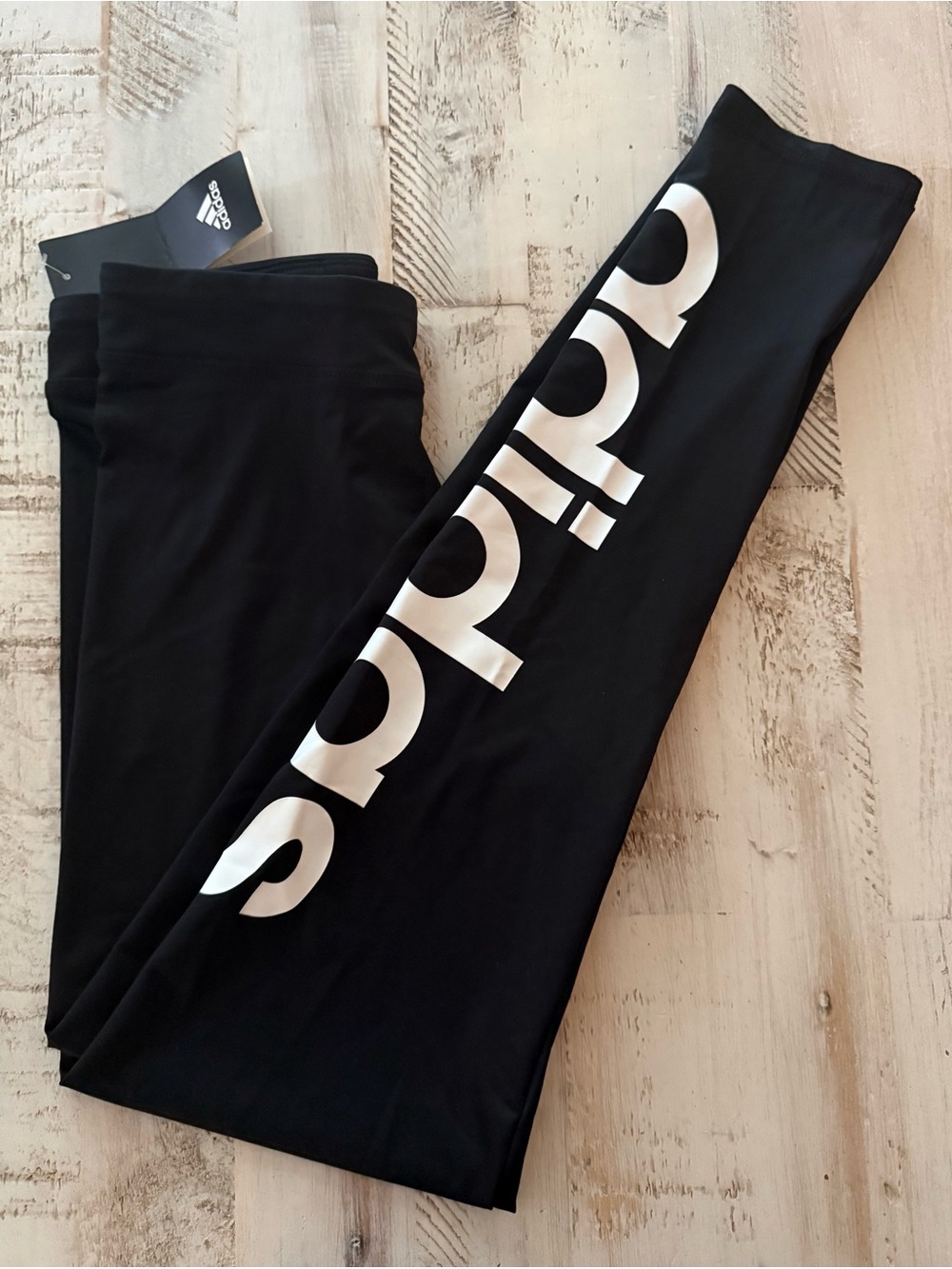 adidas Black Leggings with Large White Logo